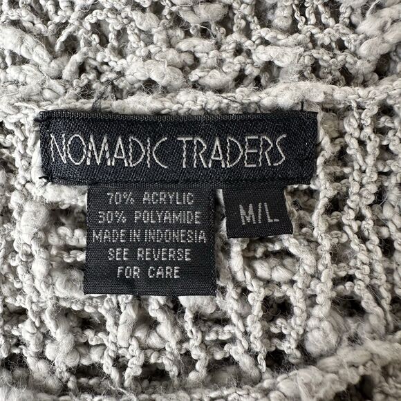 Nomadic Traders Loose Weave Sweater Sz M/L Gray Pullover Layering Slouchy Boho - Picture 6 of 11